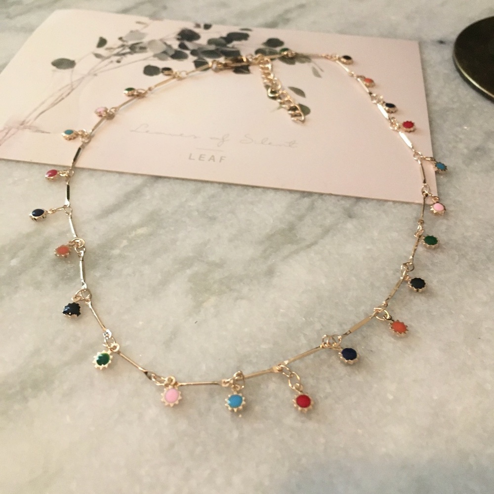 Colorful Sun Beads Gold Choker Rainbow Necklace - Picture 4 of 9
